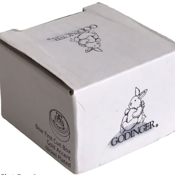 Godinger StainlessSteel Trinket TeddyBear Embossed Baby First Curl Round Box NEW - Picture 7 of 10